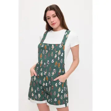Whimsical Cat Tails Print Shortalls