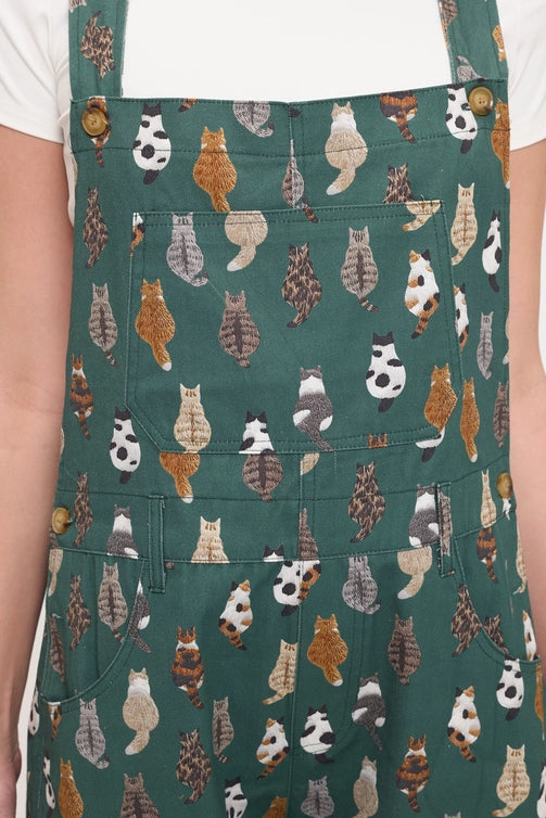 Whimsical Cat Tails Print Shortalls